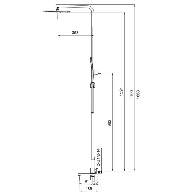 Душова колона із змішувачем KOER KB-56010-01 (Колір хром) (KR3494)
