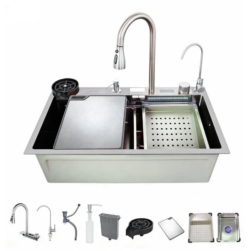 Мийка багатофункціональна Zerix ZH7546-SET-07 Decor SS Color з вбудованим змішувачем з нерж. сталі (ZM5598)
