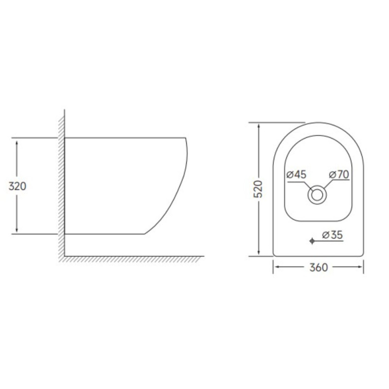 Биде подвесное Mixxus ELLIPSE-0502 520x360x320mm (MI6714)