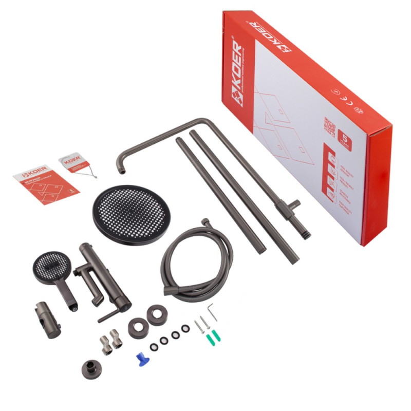 Душевая колонна со смесителем Koer KB-56029-07 3 функции, цвет графит (KR5497)