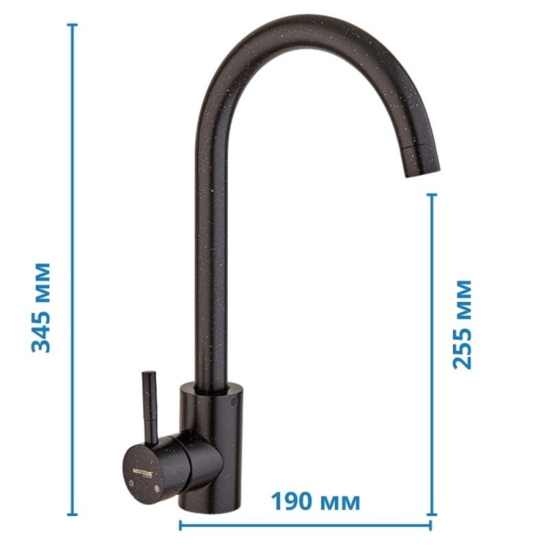 Смеситель для кухни Mixxus SUS-011 Stone Black (нерж. сталь) (MI6209)