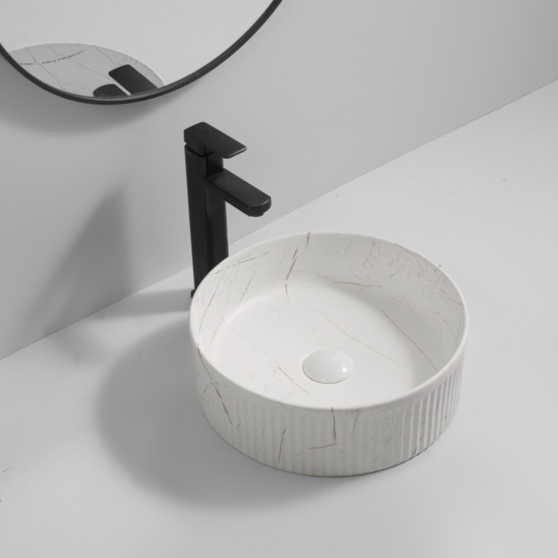 Раковина накладна Mixxus Premium WAVE-0102 MARBLE 370х370х130mm (MP6528)