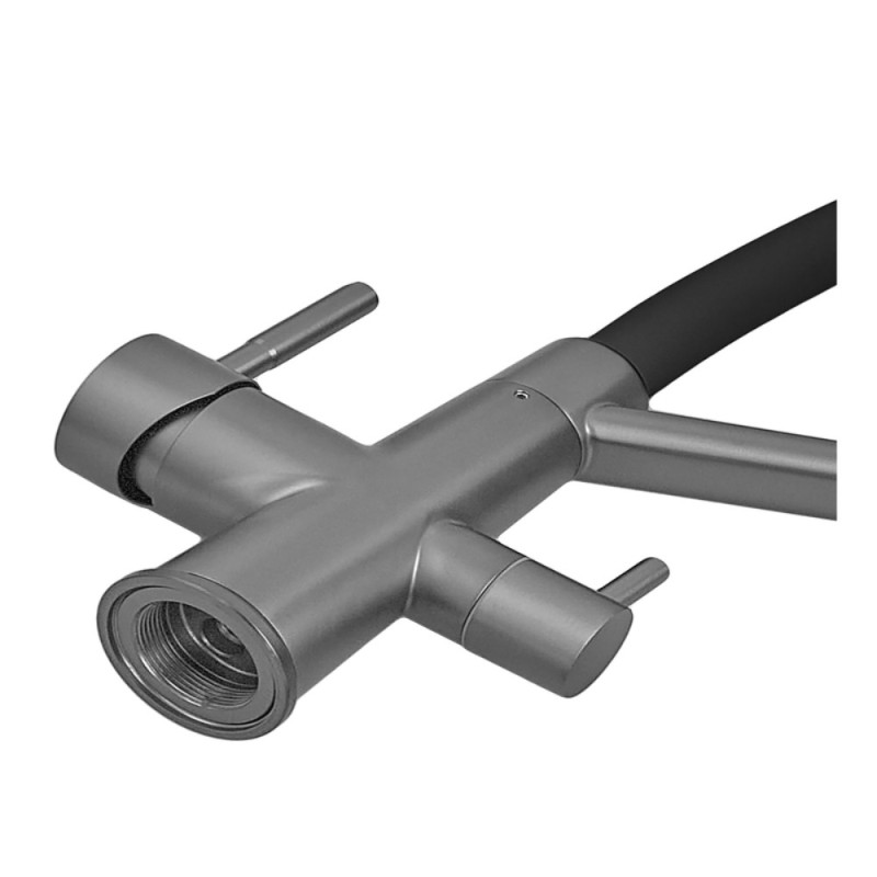Смеситель для кухни с силиконовым изливом Zerix FUL-021 Graphite Refl.Black из нерж. стали SUS304 с выходом для пит.воды (ZX5999)