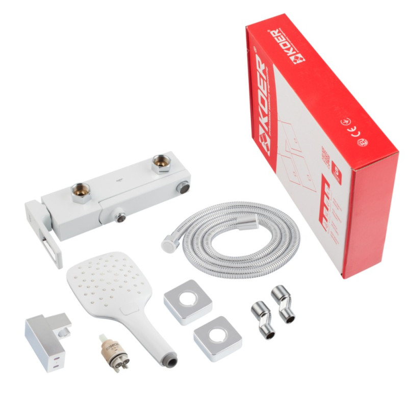 Смеситель для ванны с коротким изливом Koer KB-41009-04 (Цвет хром+белый) (KR5985)