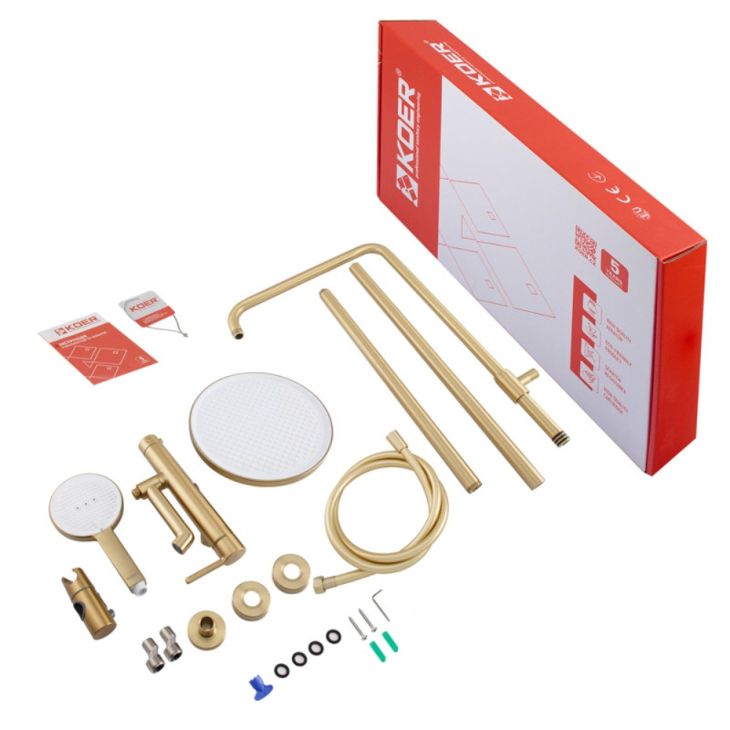 Душевая колонна со смесителем Koer KB-56029-12 3 функции, цвет матовое золото (KR5503)