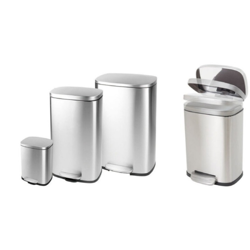 Відро для сміття з плавним закриттям прямокутне Mixxus Bevel-TC0112 SS Color 12л колір наржавійка (MI7087)
