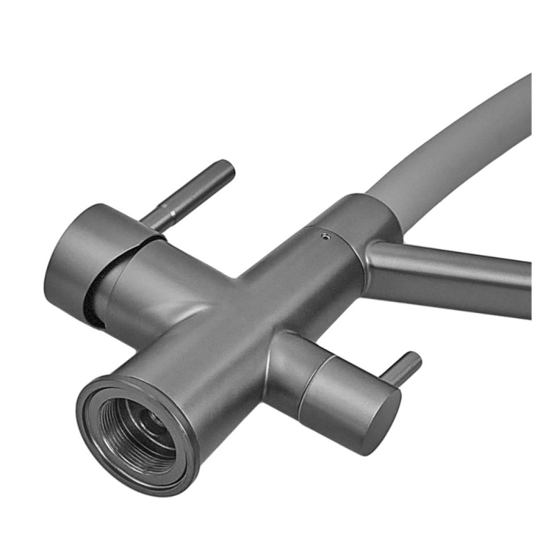 Змішувач для кухні з силіконовим виливом Zerix FUL-021 Graphite Refl.Gray з нерж. сталі SUS304 з виходом для пит.води (ZX6000)