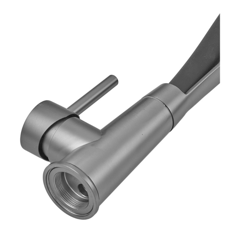 Смеситель для кухни с силиконовым изливом Zerix MAG-017 Graphite Refl.Black из нерж. стали SUS304 (изл.черный) (ZX6002)
