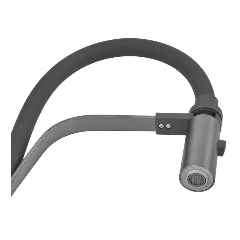 Смеситель для кухни с силиконовым изливом Zerix MAG-017 Graphite Refl.Black из нерж. стали SUS304 (изл.черный) (ZX6002)