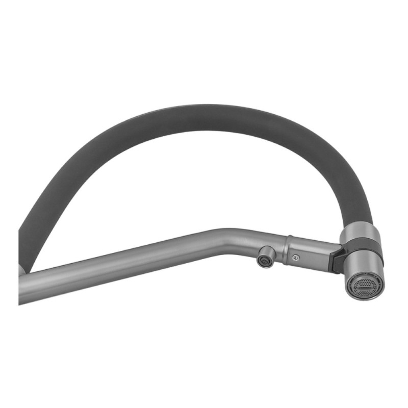 Смеситель для кухни с силиконовым изливом Zerix MAG-021 Refl.Black из нерж. стали SUS304 с выходом для пит.воды (изл.черный) (ZX6003)