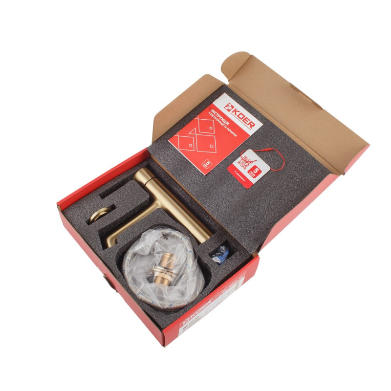 Смеситель для умывальника Koer KB-10029-12 Цвет матовое золото (KR5501)