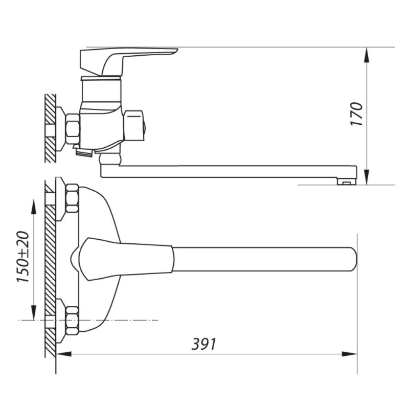 Змішувач для ванни Zerix NGB 180 (ZX0043)