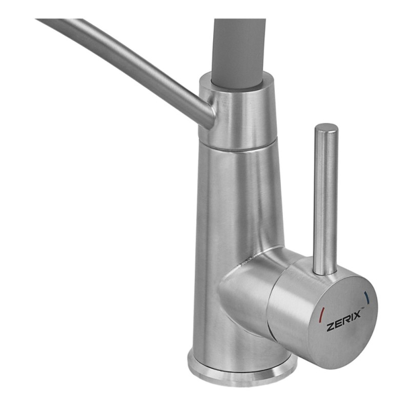 Смеситель для кухни с силиконовым изливом Zerix FUL-017 Refl.Gray из нерж. стали SUS304 (изл.серый) (ZX5993)