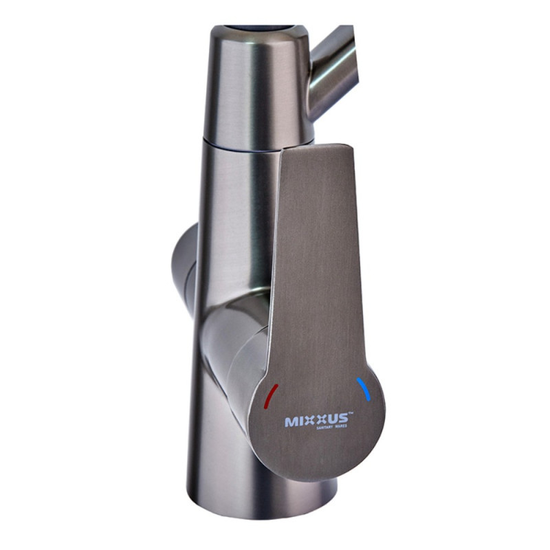 Кухонный смеситель на две воды Mixxus FUL-021 Graphite Refl.Black (нерж. сталь) (MI6115)