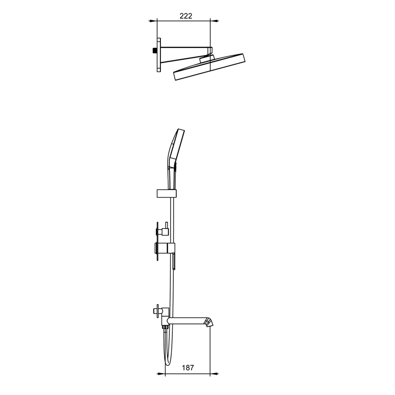 Вбудована душова система Koer KB-66029-07 3 функції (Колір графіт) (KR5954)