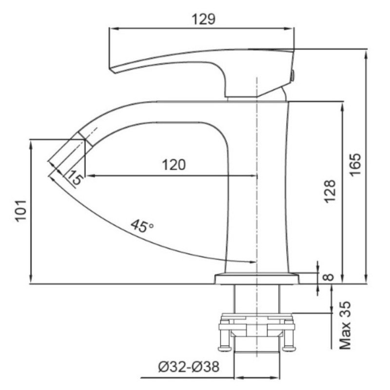 Смеситель для умывальника Koer KB-12007-07 (Цвет графит) (KR5152)