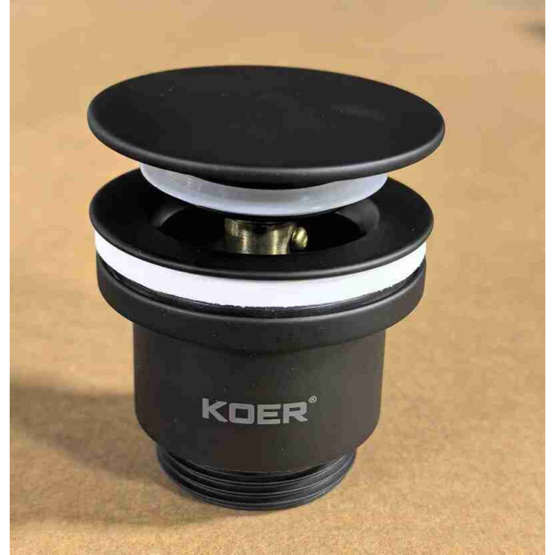 Донний клапан для раковини Koer PW-11-05 1 1/4''  універсальний (з/без перел) СLICK-СLACK (Колір чорн) (KR5795)