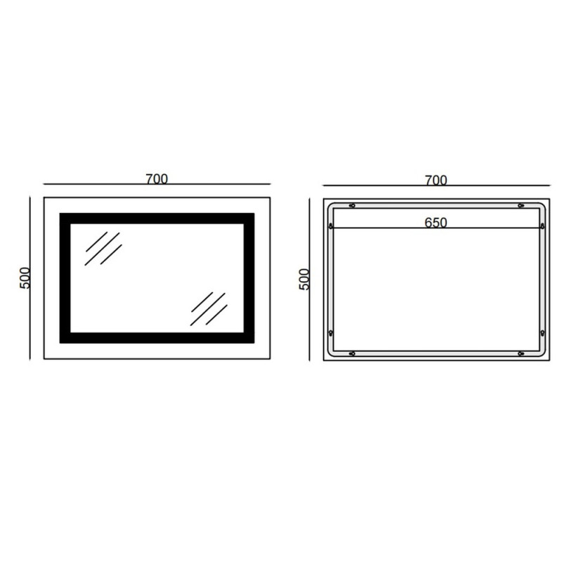 Дзеркало Mixxus STYLE MR13-70x50-Reverse з Led Touch, Anti-fog, димером, регулятором яскравості (MI6665)