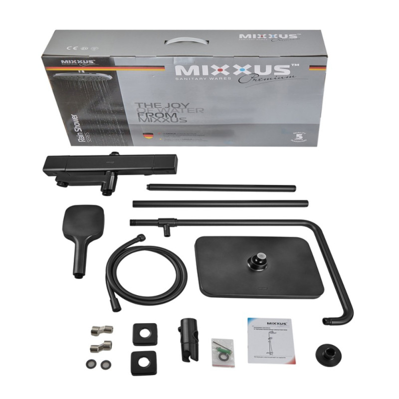 Душова колона Mixxus Premium VIRGO 009-J BLACK з термостатичним змішувачем,3 функції (MI6646)