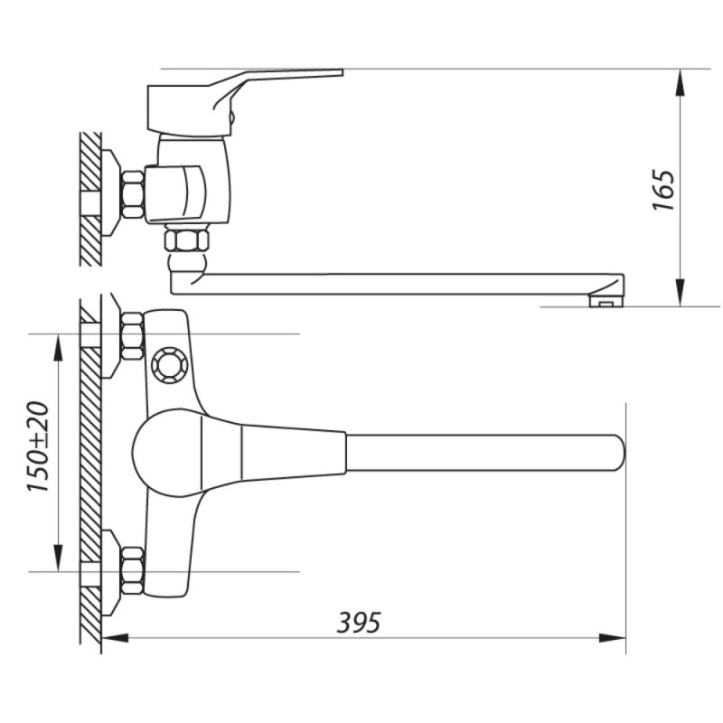 Смеситель для ванны Zerix NEO 180 (ZX2894)