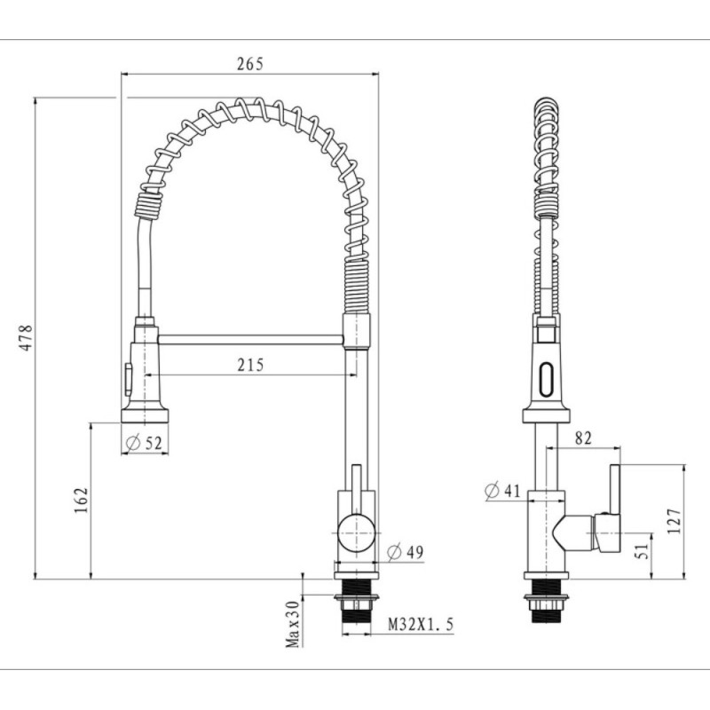Смеситель для кухни с изливом пружина Mixxus Premium SPRING 017 GRAPHITE (MI6952)