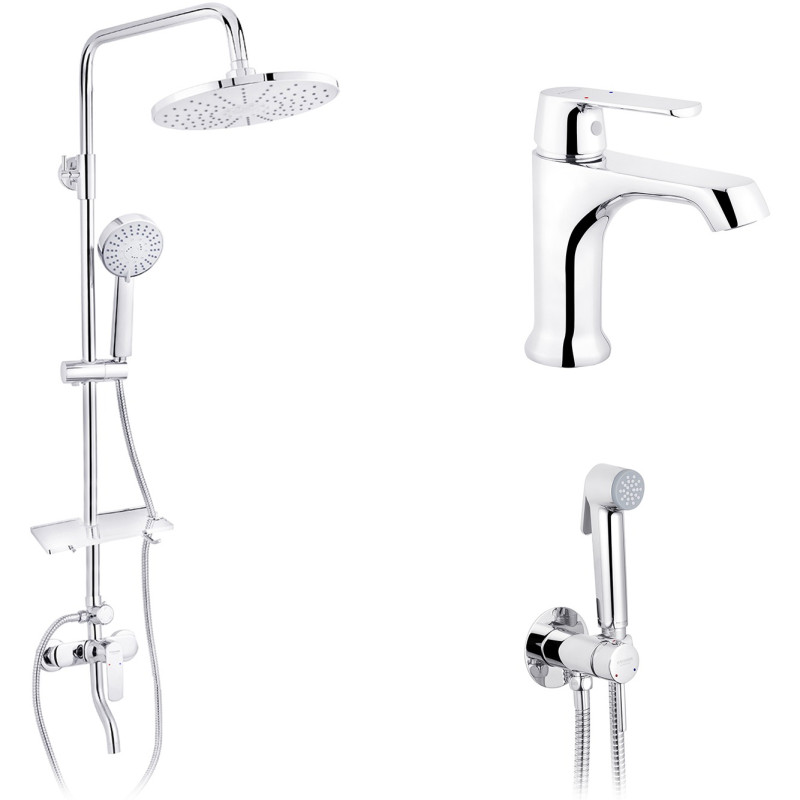Набор 3 в 1 душевая система Kroner Armada-C064K + смеситель Armada-C010 + смеситель Bidet-C082
