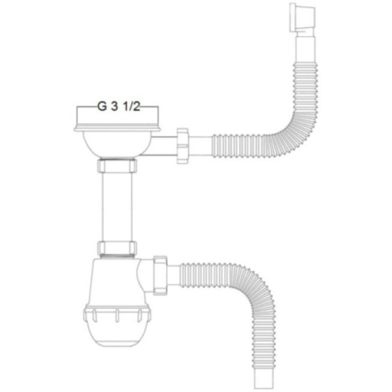 Сифон для кухонной мойки Kroner KRP Siphon - 011 3 1/2"х50/40 мм
