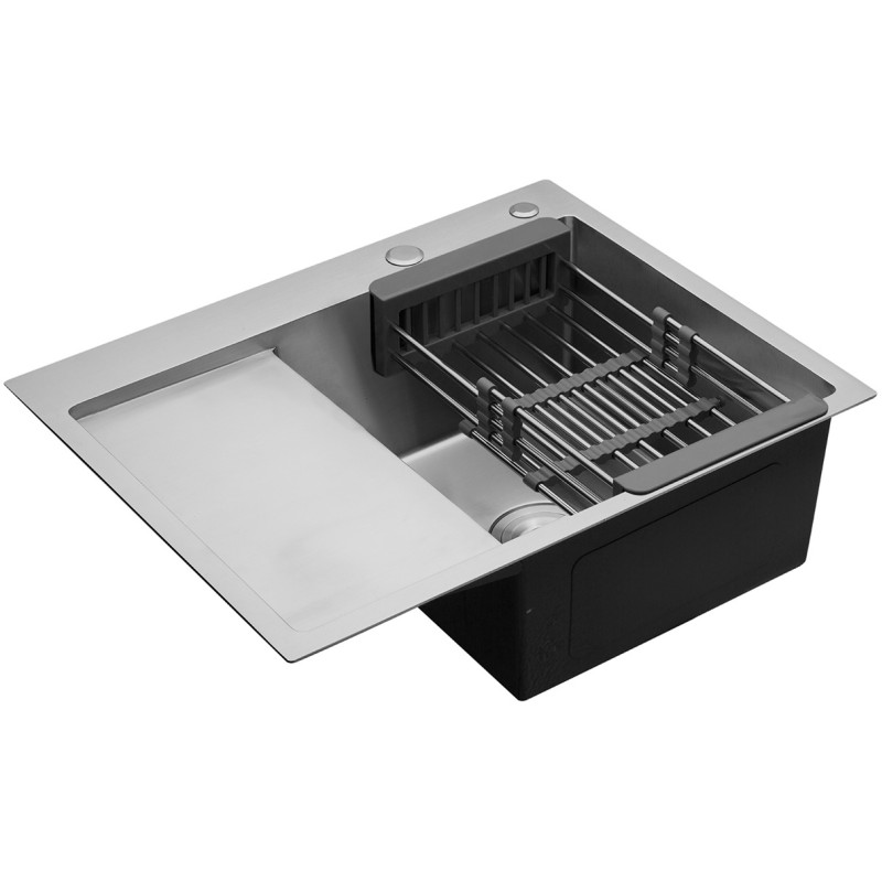 Комплект кухонна мийка Kroner Gebürstet-6350RHM + змішувач Küche-C031GRA + дозатор Spender-016