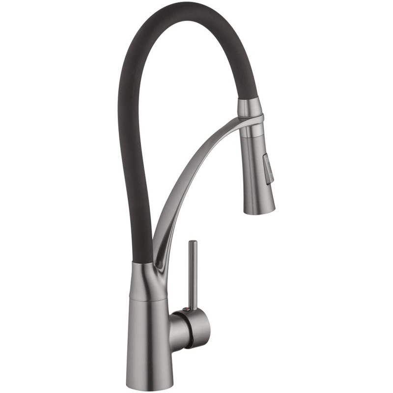 Комплект кухонная мойка Kroner Schwarze-6350HM PVD + смеситель Ersel-GRP03393BLK + дозатор Spender-SCH049