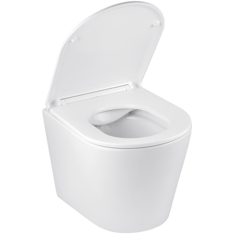 Унитаз подвесной безободковый Kroner Armada WHI513636 RIMLESS с сиденьем Slim Duroplast / Soft-close / Quick relase (KA513636WHIR)