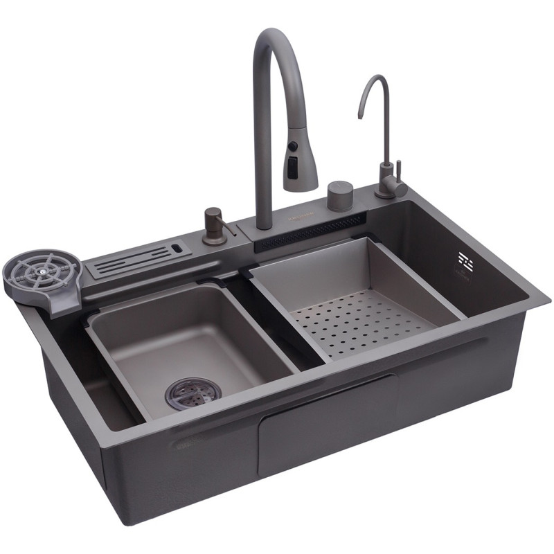 Кухонна мийка Kroner KRP Schwarze - SET7545NG PVD (3.0/0.8 мм)