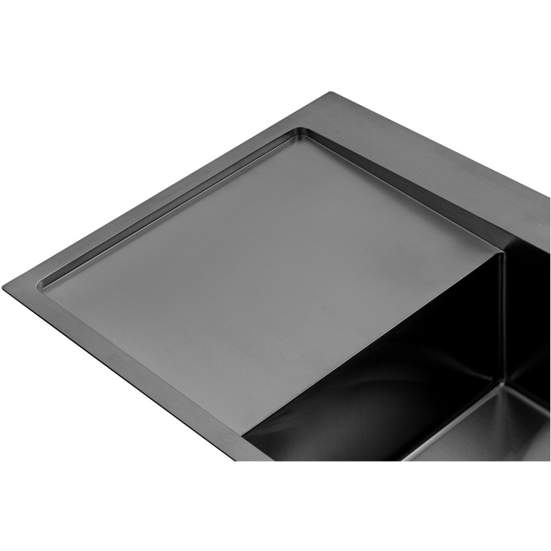 Комплект кухонная мойка Kroner Schwarze-7849RHM PVD + смеситель Edelstahl Klassisch-SCH03918 + дозатор Spender-026