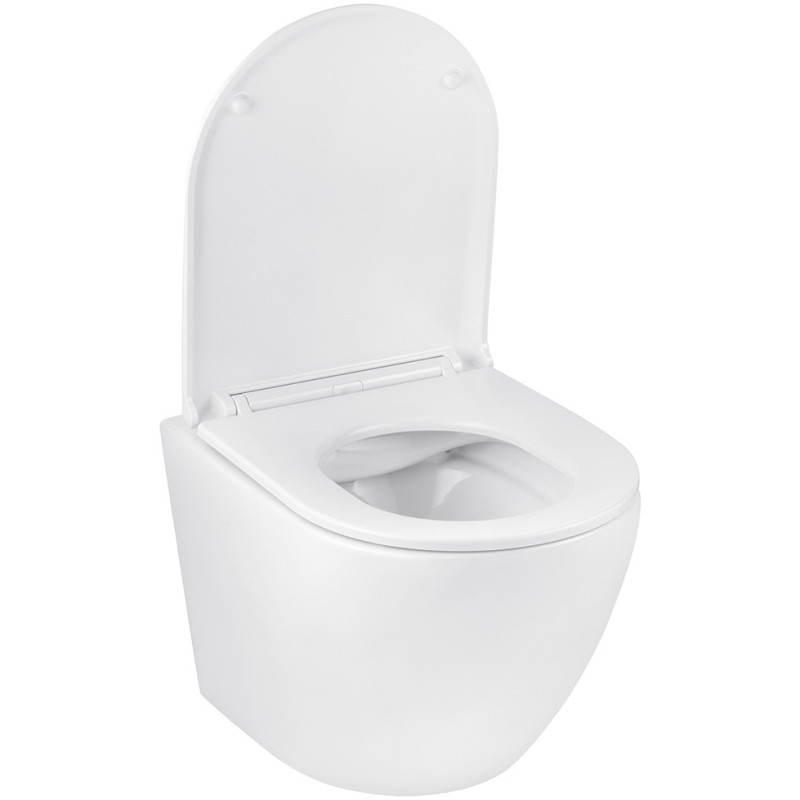 Унітаз підвісний безобідковий Kroner Harz WHI493736 RIMLESS з сидінням Slim Duroplast / Soft-close / Quick relase (KH493736WHIR)