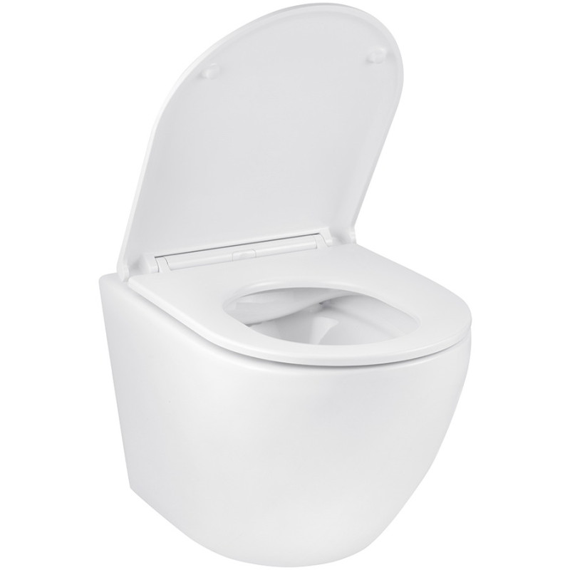 Унітаз підвісний безобідковий Kroner Harz WHI493736 RIMLESS з сидінням Slim Duroplast / Soft-close / Quick relase (KH493736WHIR)