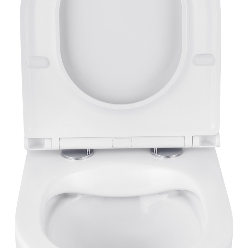 Унітаз підвісний безобідковий Kroner Harz WHI493736 RIMLESS з сидінням Slim Duroplast / Soft-close / Quick relase (KH493736WHIR)