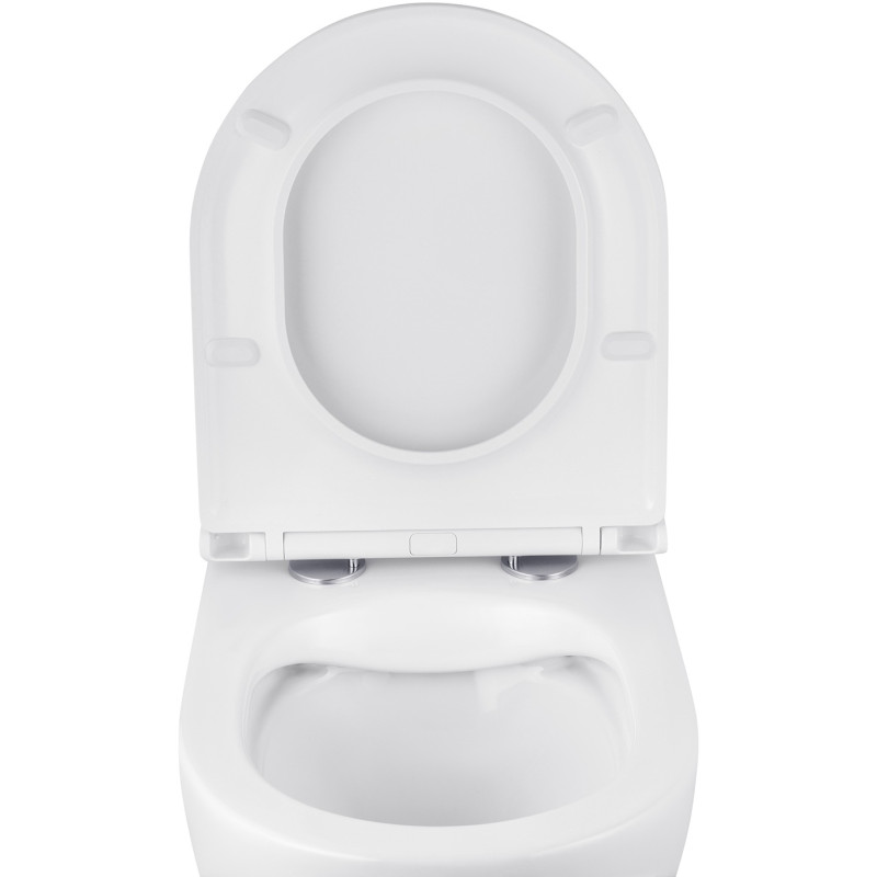 Унітаз підвісний безобідковий Kroner Harz WHI493736 RIMLESS з сидінням Slim Duroplast / Soft-close / Quick relase (KH493736WHIR)