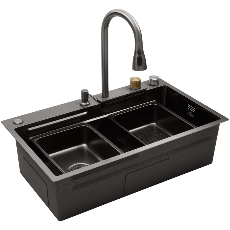 Кухонна мийка Kroner KRP Schwarze - SET7545HM PVD (3.0/0.8 мм)