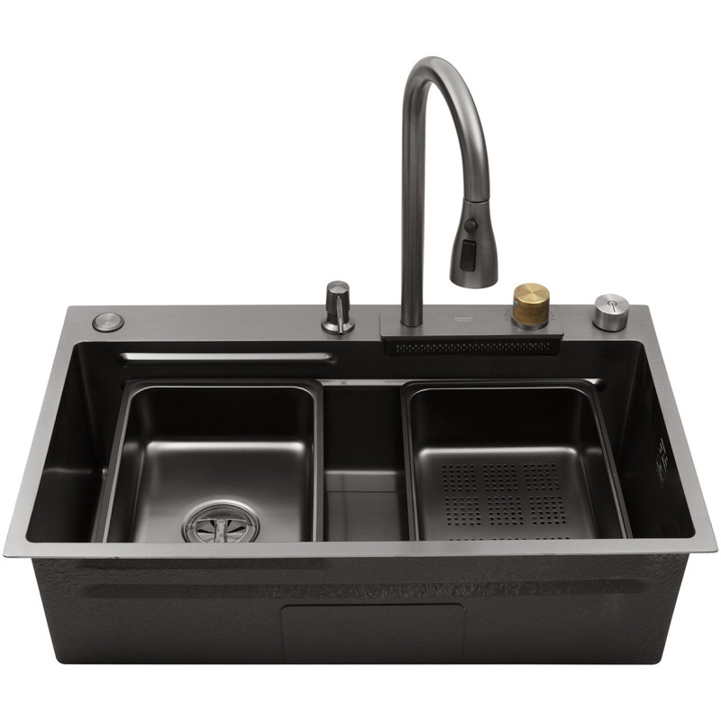 Кухонна мийка Kroner KRP Schwarze - SET7545HM PVD (3.0/0.8 мм)