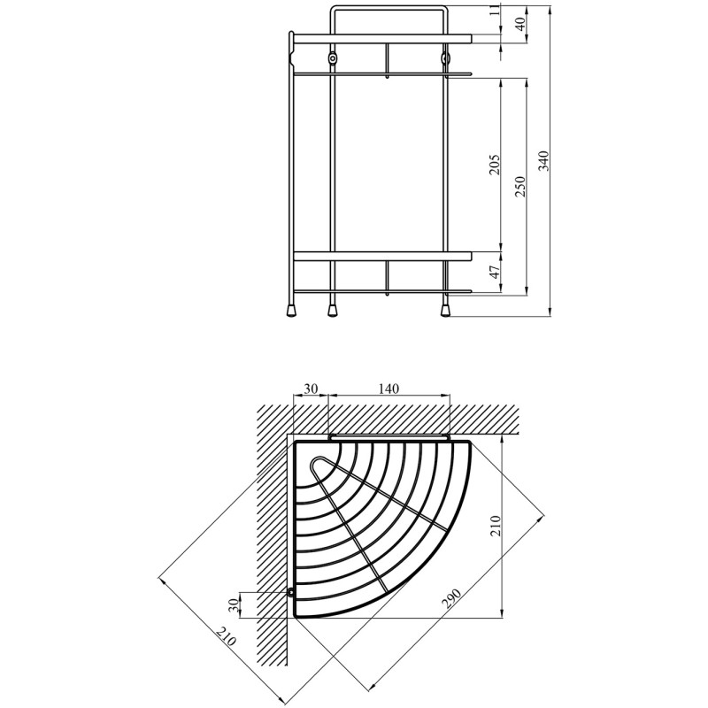 Полка для ванной комнаты угловая Kroner KRM Rizze - ACC329-2