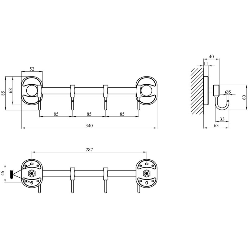 Крючок для ванной комнаты Kroner KRM Elbe - ACC2914-4