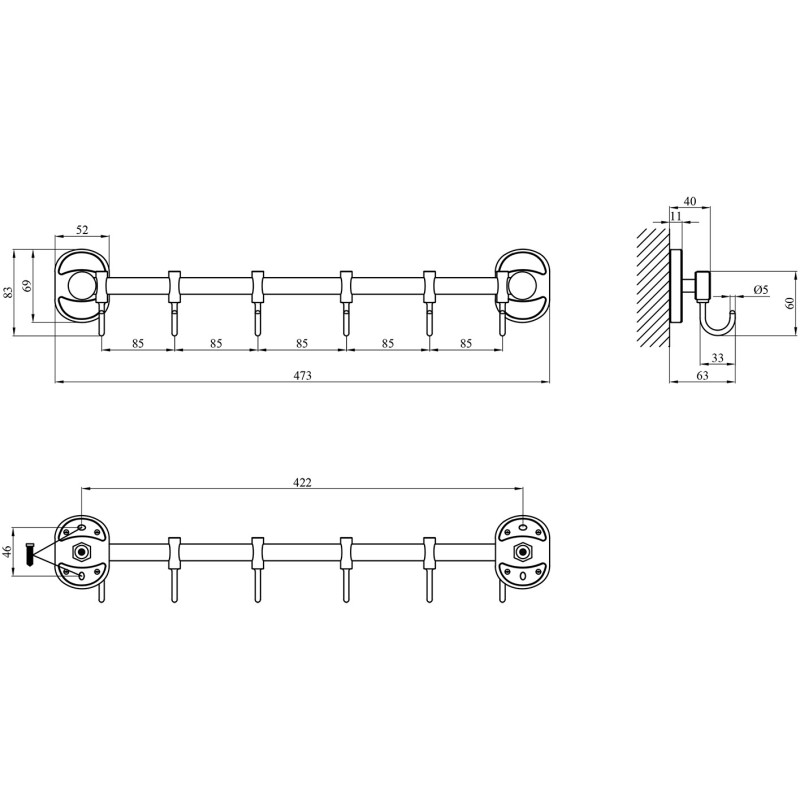 Крючок для ванной комнаты Kroner KRM Elbe - ACC2914-6