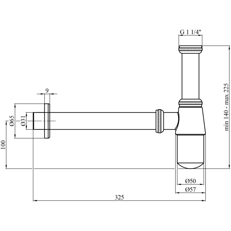 Сифон для раковины Kroner KRM - C965 1 1/4" без выпуска