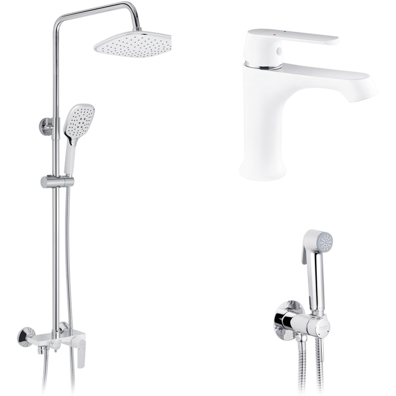 Набор 3 в 1 душова система Kroner Armada-W063 + змішувач Armada-W010 + змішувач Bidet-C082