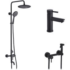 Набор 3 в 1 душевая система Kroner Edelstahl Klassisch-SCH063 + смеситель Edelstahl Klassisch-SCH010 + смеситель Kroner Edelstahl Klassisch-SCH052
