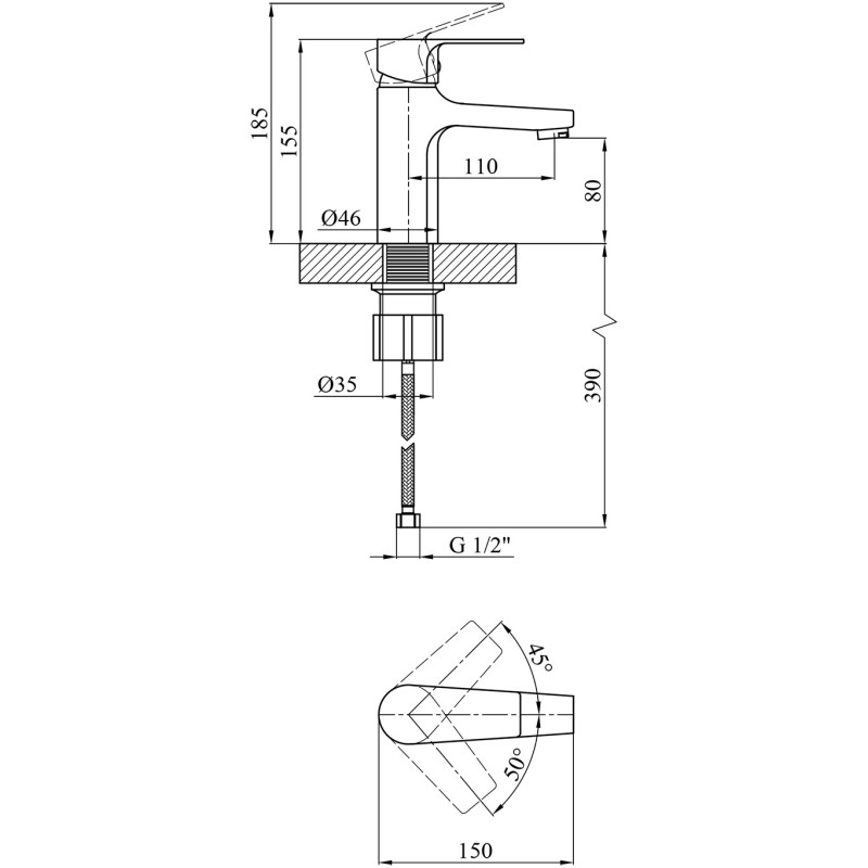 Смеситель для раковины Kroner KRM Oker - C010