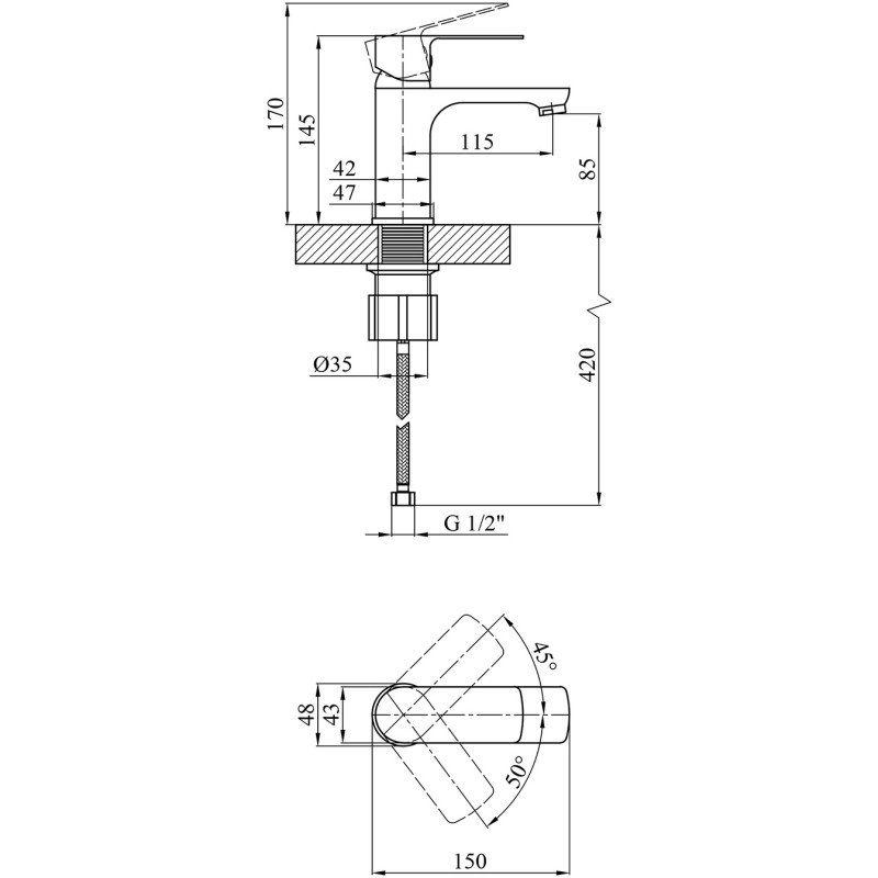 Смеситель для раковины Kroner KRM Fulda - W010