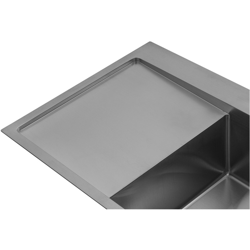 Комплект кухонная мойка Kroner Gebürstet-7849RHM + смеситель Edelstahl Klassisch-ESG03815BLK + дозатор Spender-016