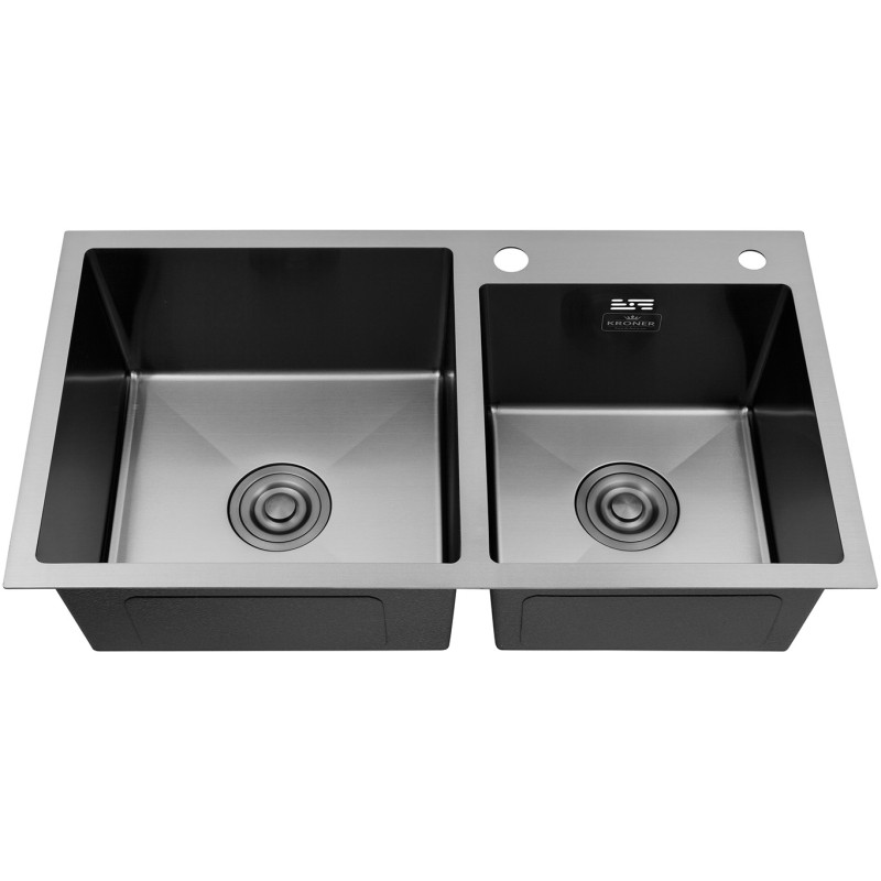 Кухонная мойка Kroner KRP Schwarze - 7843ZHM PVD (3.0/1.0 мм)