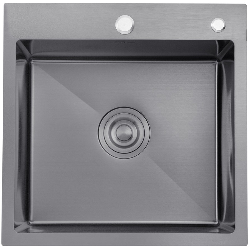 Комплект кухонна мийка Kroner Schwarze-5050HM PVD + змішувач Ersel-GRP03393BLK + дозатор Spender-026