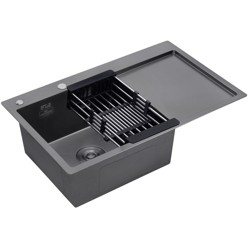 Кухонная мойка Kroner KRP Schwarze - 7849LHM PVD (3.0/1.0 мм)
